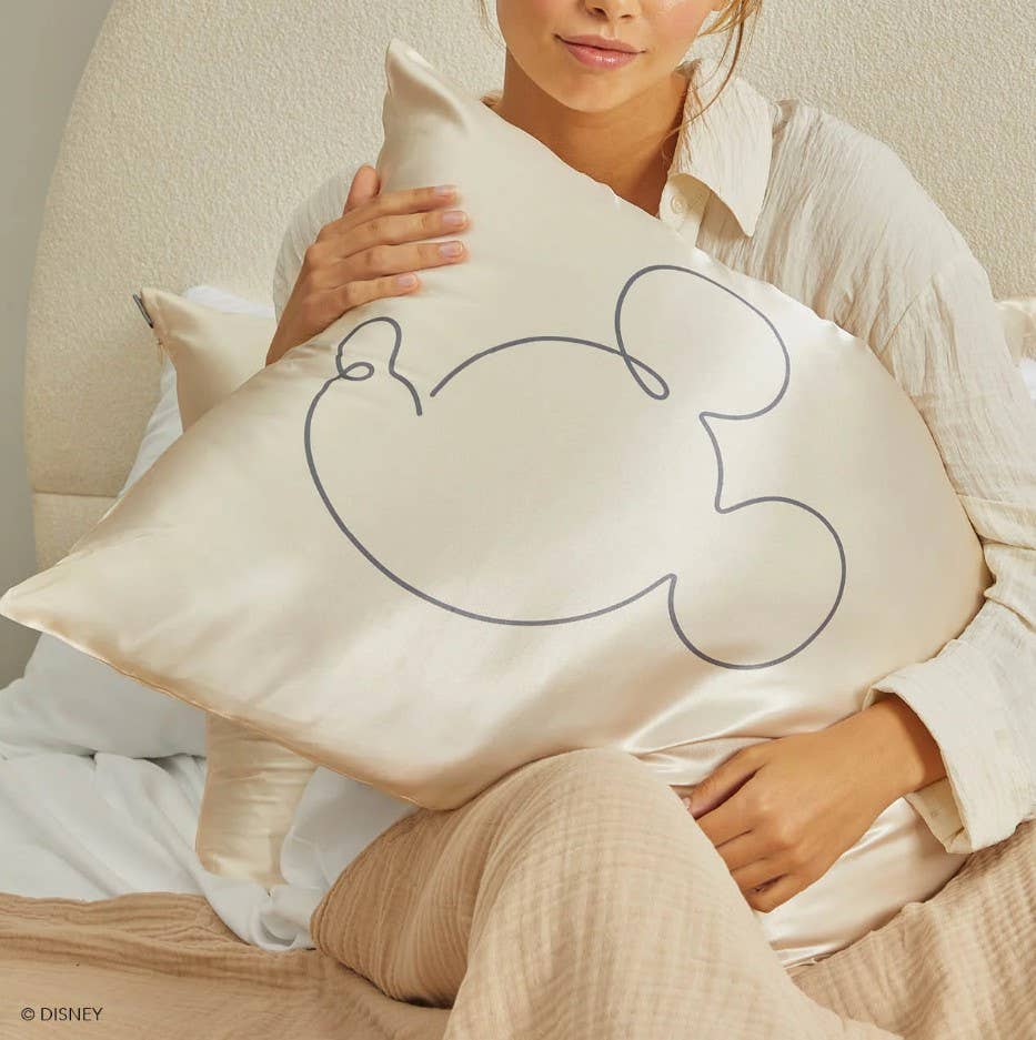 KITSCH - Satin Pillowcase Mr. Mouse -Cream-Standard