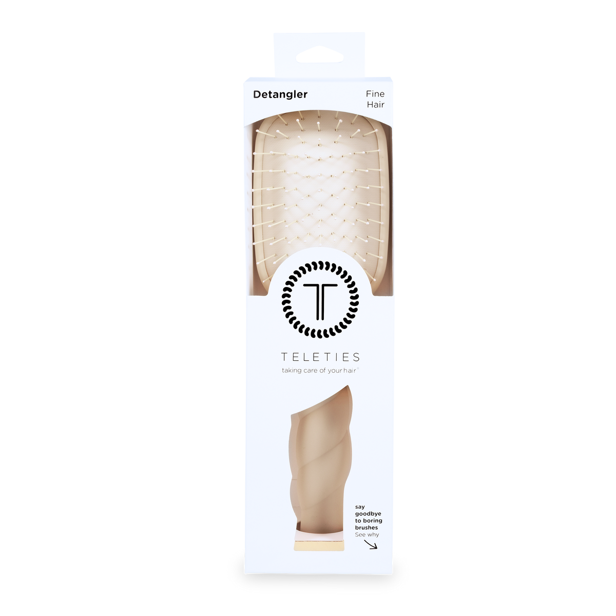TELETIES - Detangler Hair Brush for Fine Hair - Tan