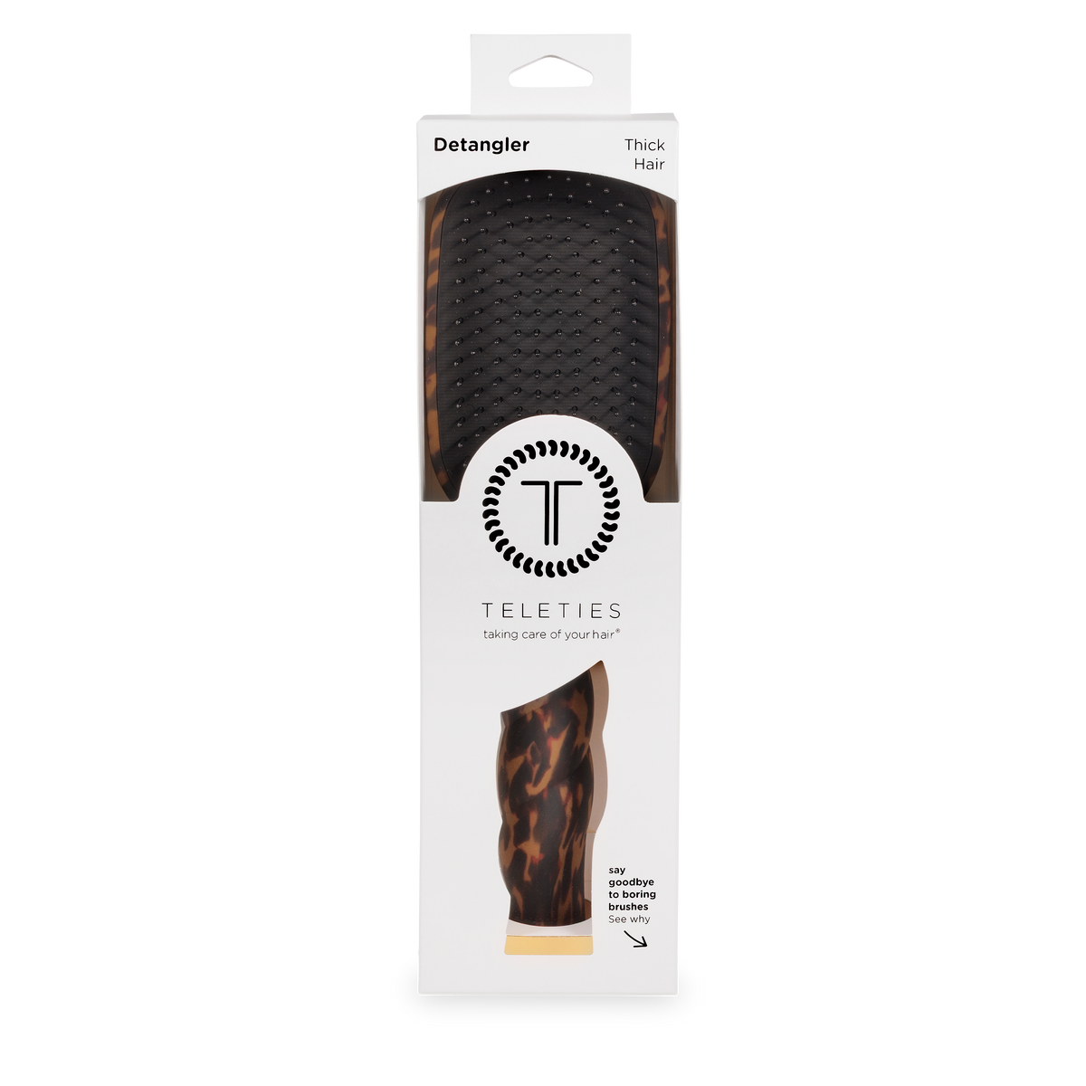 TELETIES - Detangler Hair Brush for Thick Hair - Tortoise
