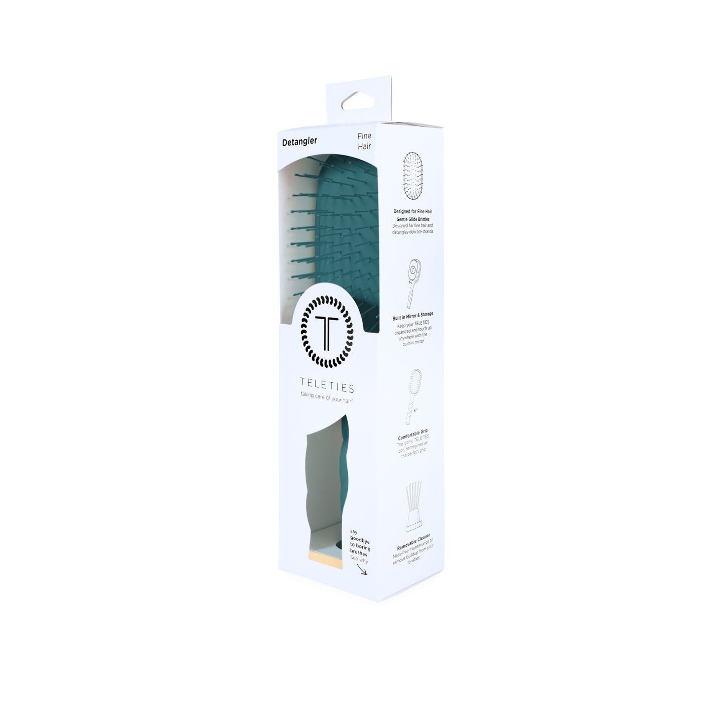 TELETIES - Detangler Hair Brush for Fine Hair - Teal With It