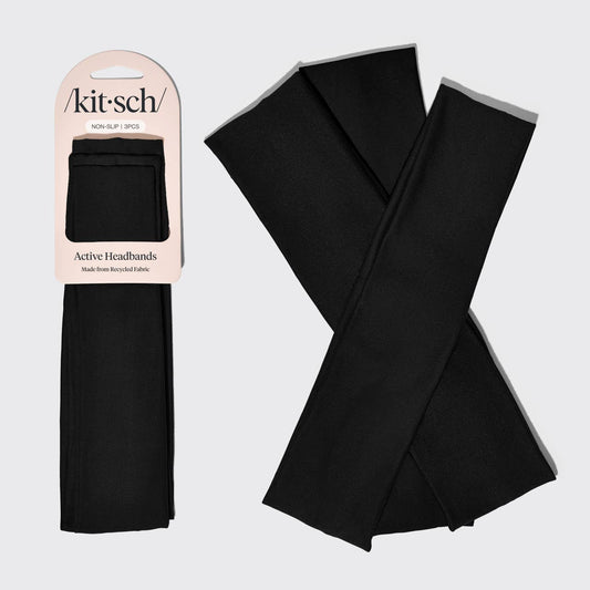KITSCH - Recycled Active Headbands 3pc Set- Black