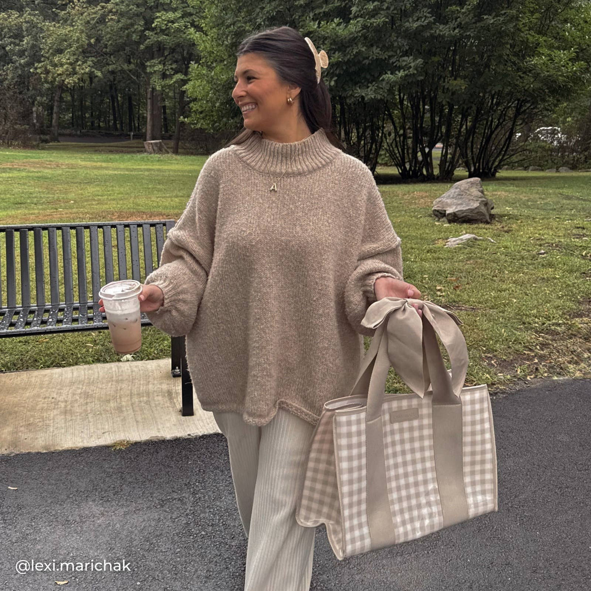 Case-Mate - Case-Mate Latte Gingham Bow Jelly Tote Bag