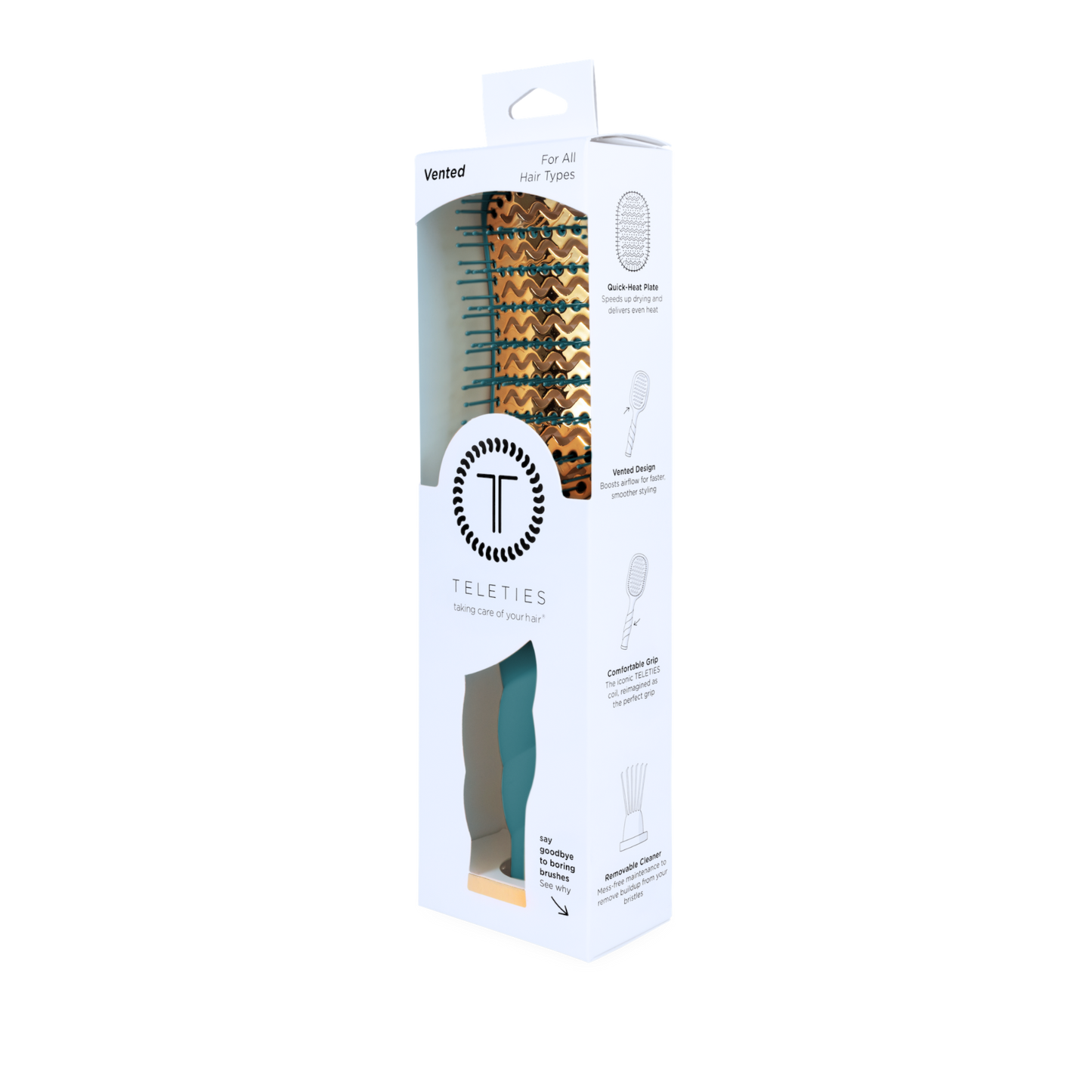 TELETIES - Vented Hair Brush - Teal With It
