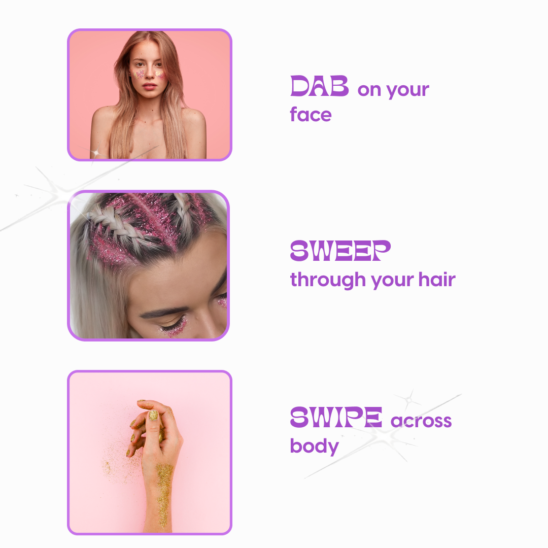 Kara Beauty - SPARKLE PARTY HAIR AND BODY GEL - SINGLE PACKS: Pink Heart V1
