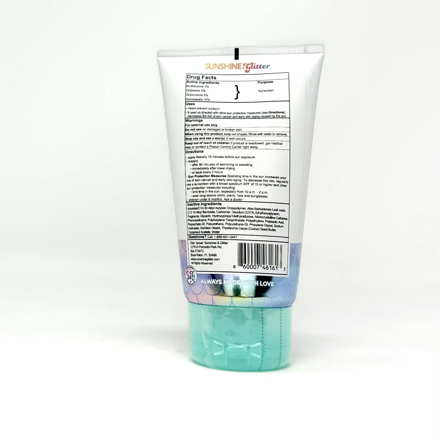 Sunshine & Glitter - NEW! S&G Mermaid Biodegradable Glitter SPF 50 TUBE