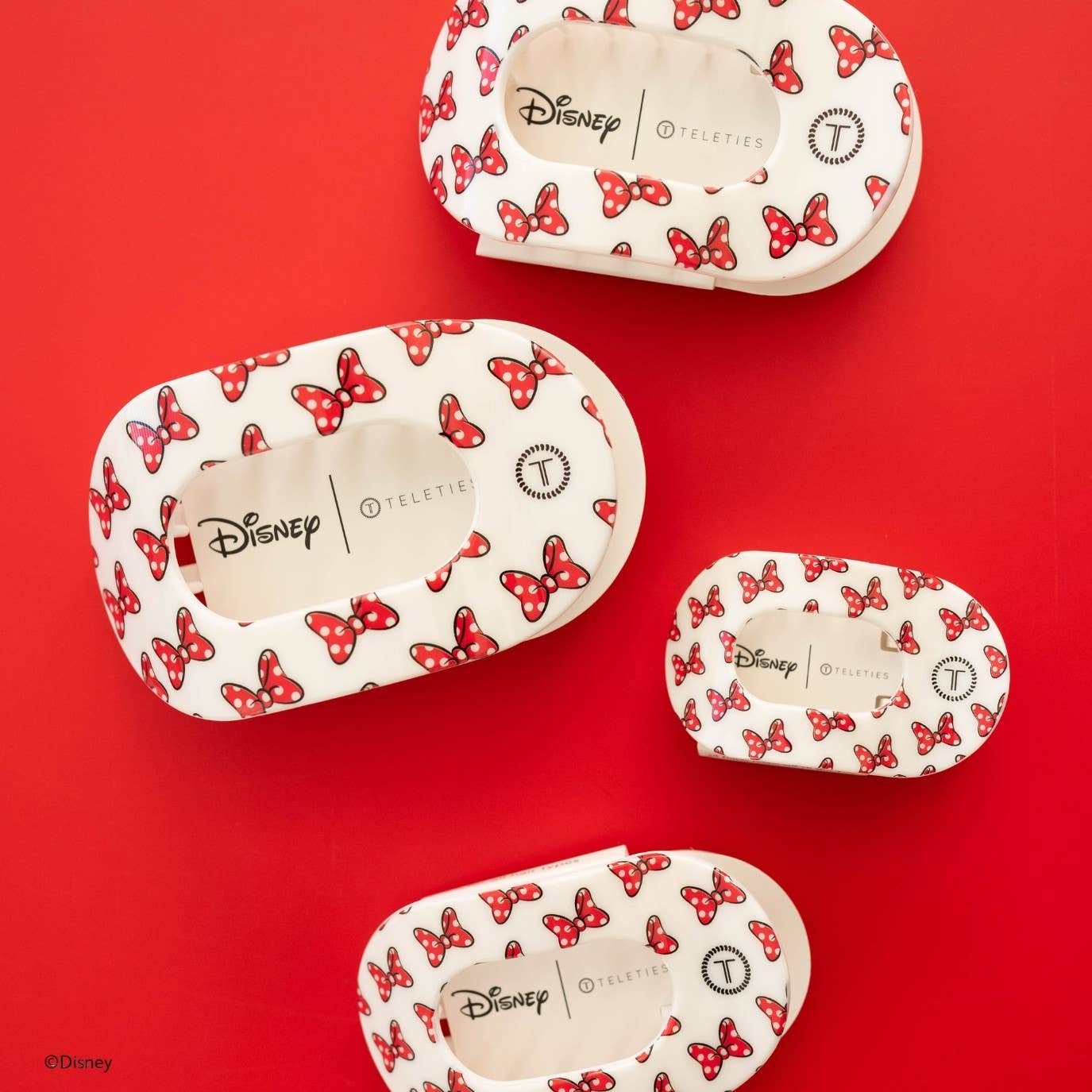 TELETIES - Flat Round Hair Clip | Medium | Minnie Mouse Loves Her Bows!
