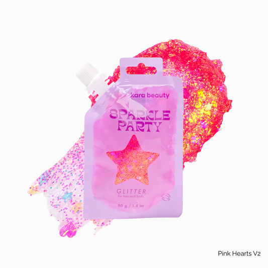 Kara Beauty - SPARKLE PARTY HAIR AND BODY GEL - SINGLE PACKS: Pink Heart V2