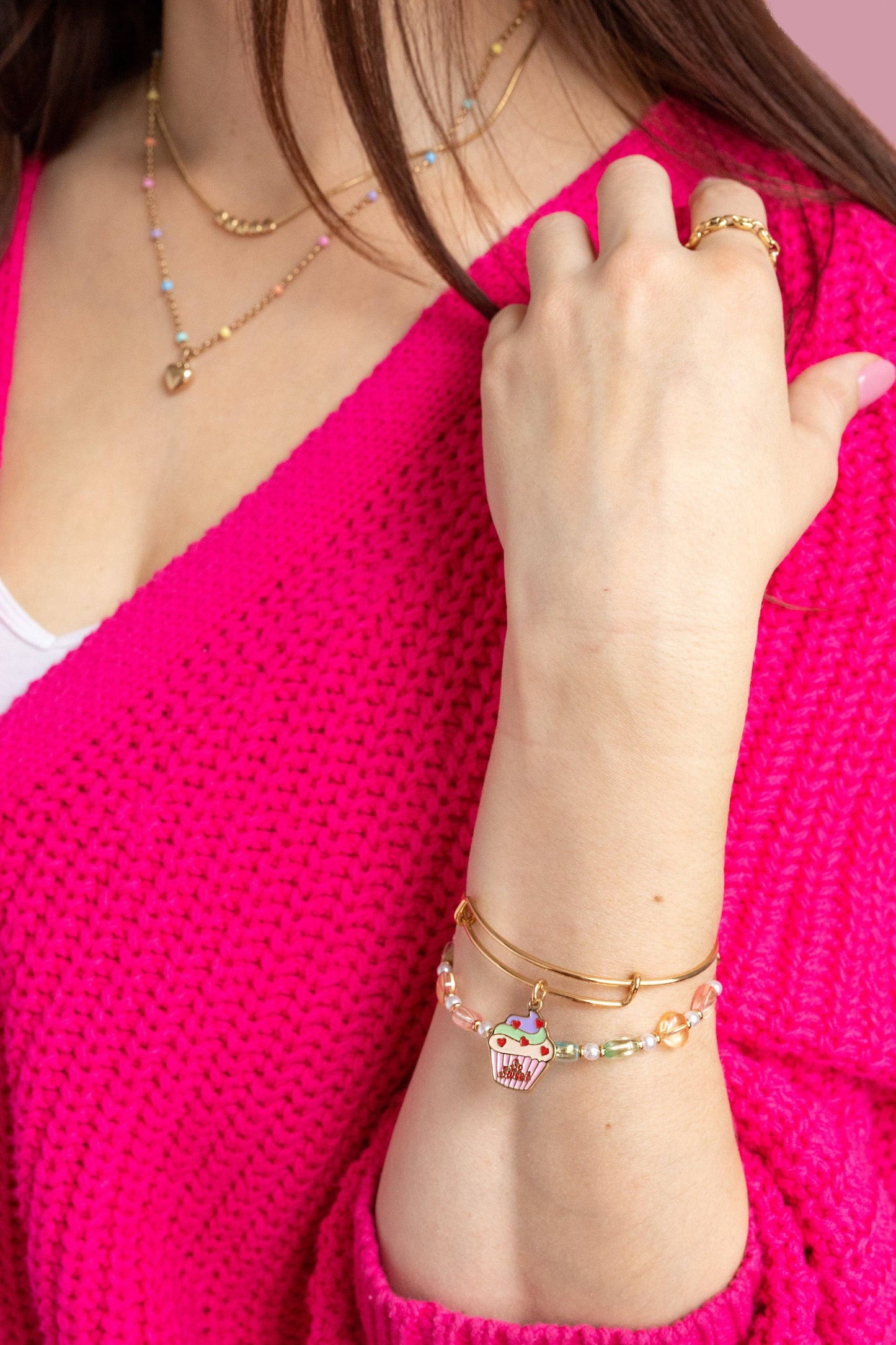 Alex and Ani - Colorful Heart Beaded Bangle: Gold