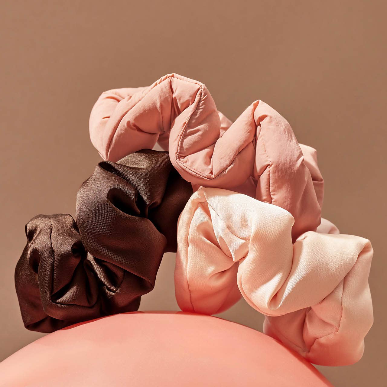 KITSCH - Recycled Fabric Cloud Scrunchies 3pc Set - Rosewood