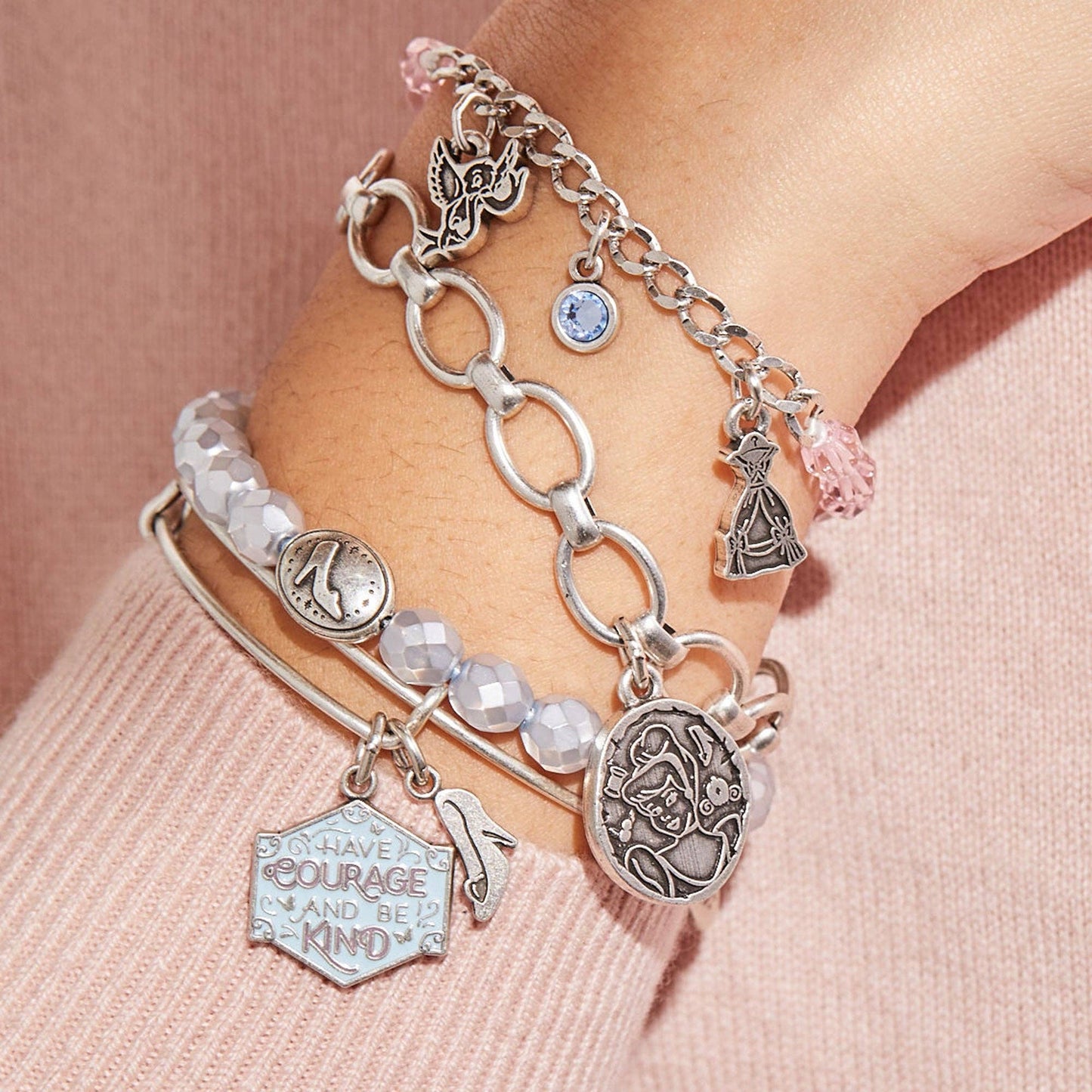 Alex and Ani - Disney® Cinderella Pearl Wrap Bracelet: Antiqued Silver