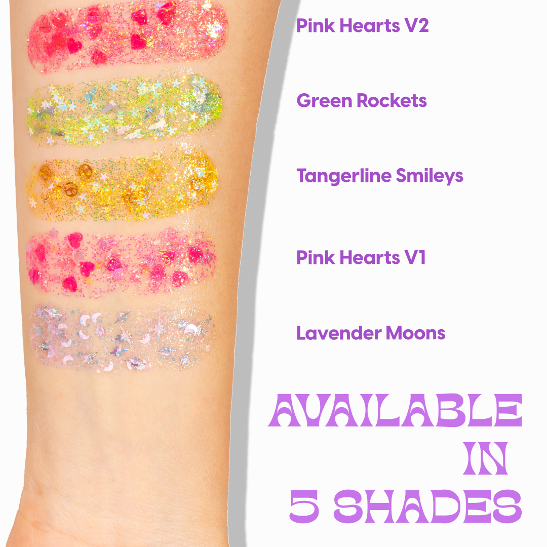 Kara Beauty - SPARKLE PARTY HAIR AND BODY GEL - SINGLE PACKS: Pink Heart V1