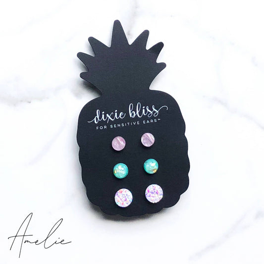 Dixie Bliss - Amelie Mint Lilac Pearl Stud Earrings