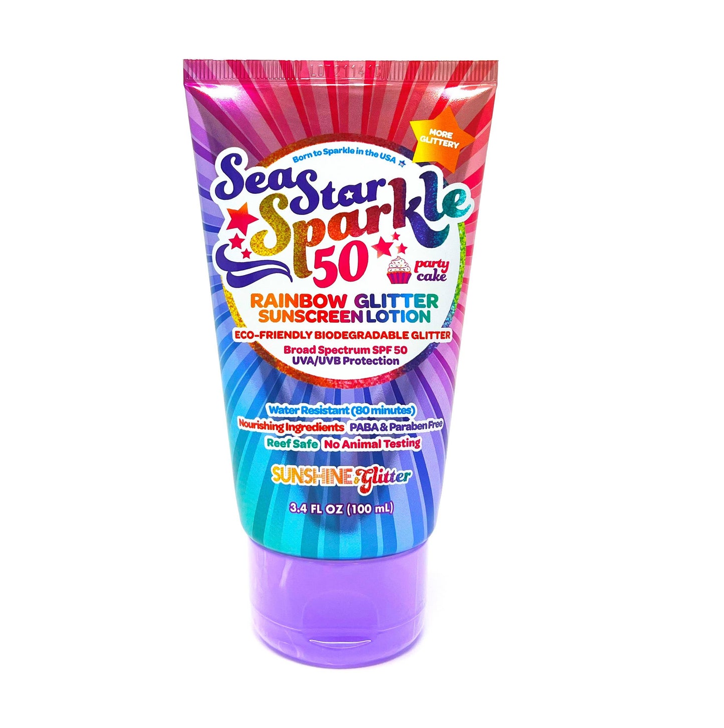 Sunshine & Glitter - Sea Star Sparkle Party Cake SPF 50 Glitter Sunscreen