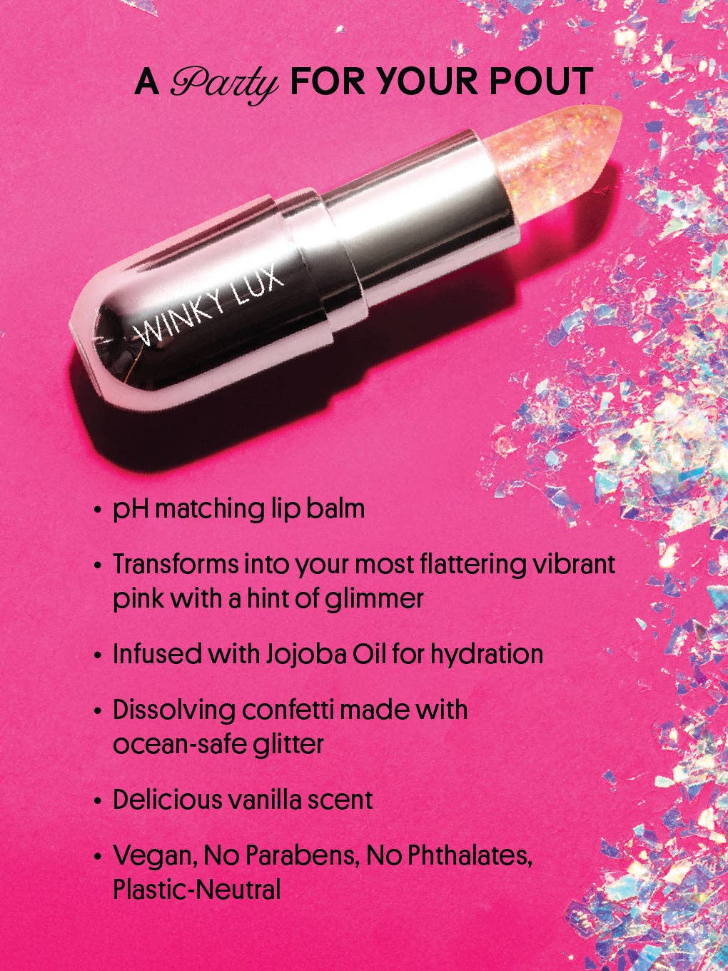 Winky Lux - Glitter Confetti pH Lip Balm: Lavender Confetti