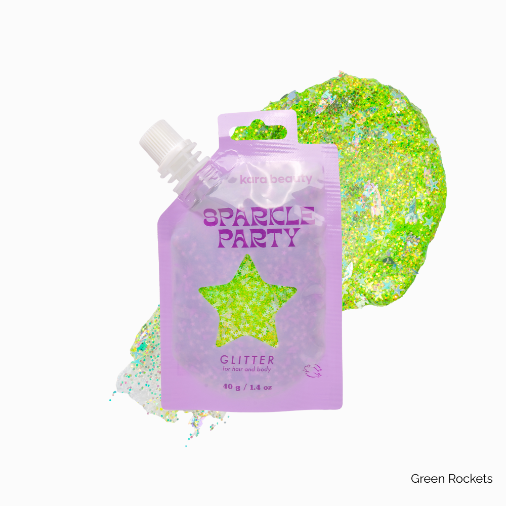 Kara Beauty - SPARKLE PARTY HAIR AND BODY GEL - SINGLE PACKS: Pink Heart V2
