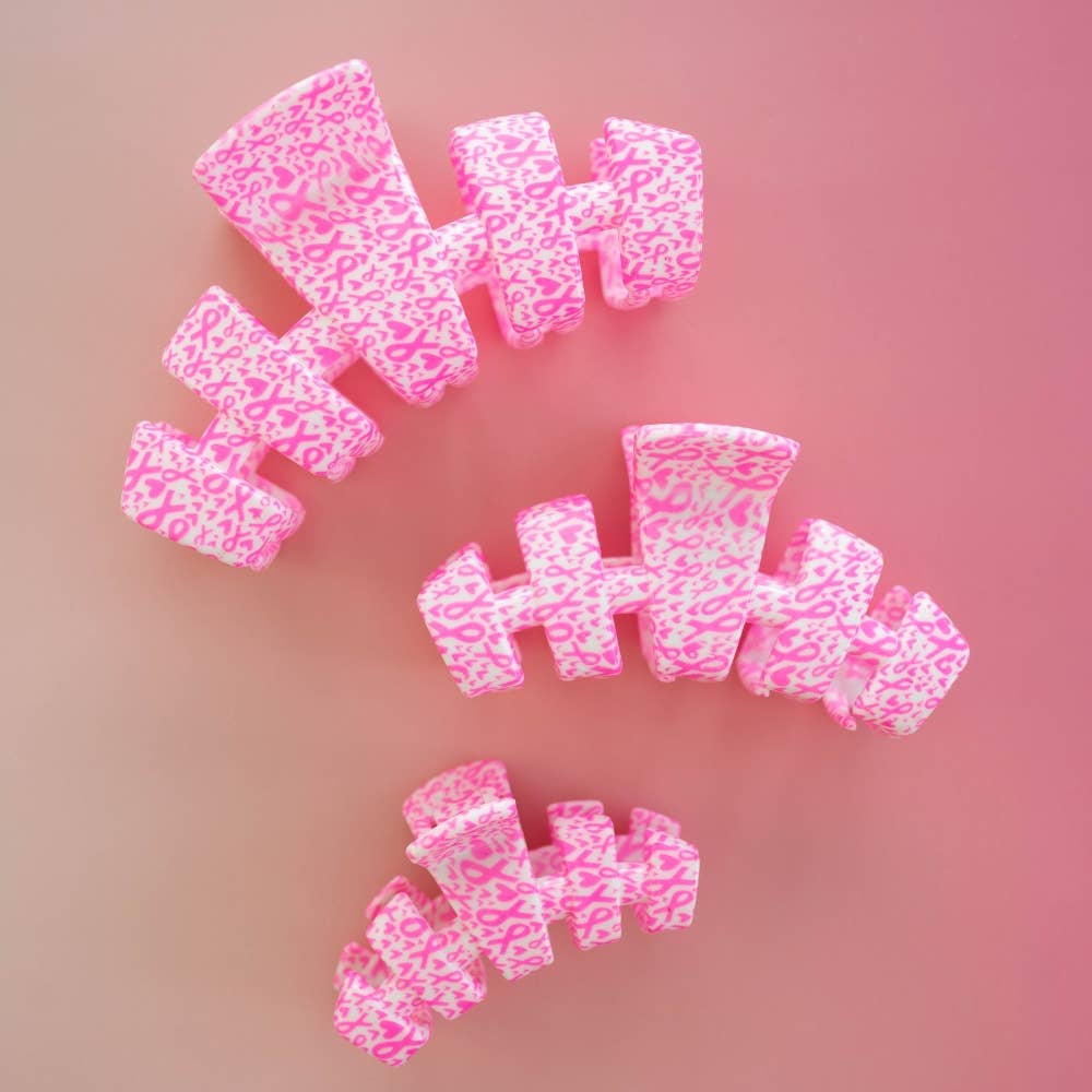 TELETIES - Classic | Breast Cancer Awareness | Large | Claw Clip
