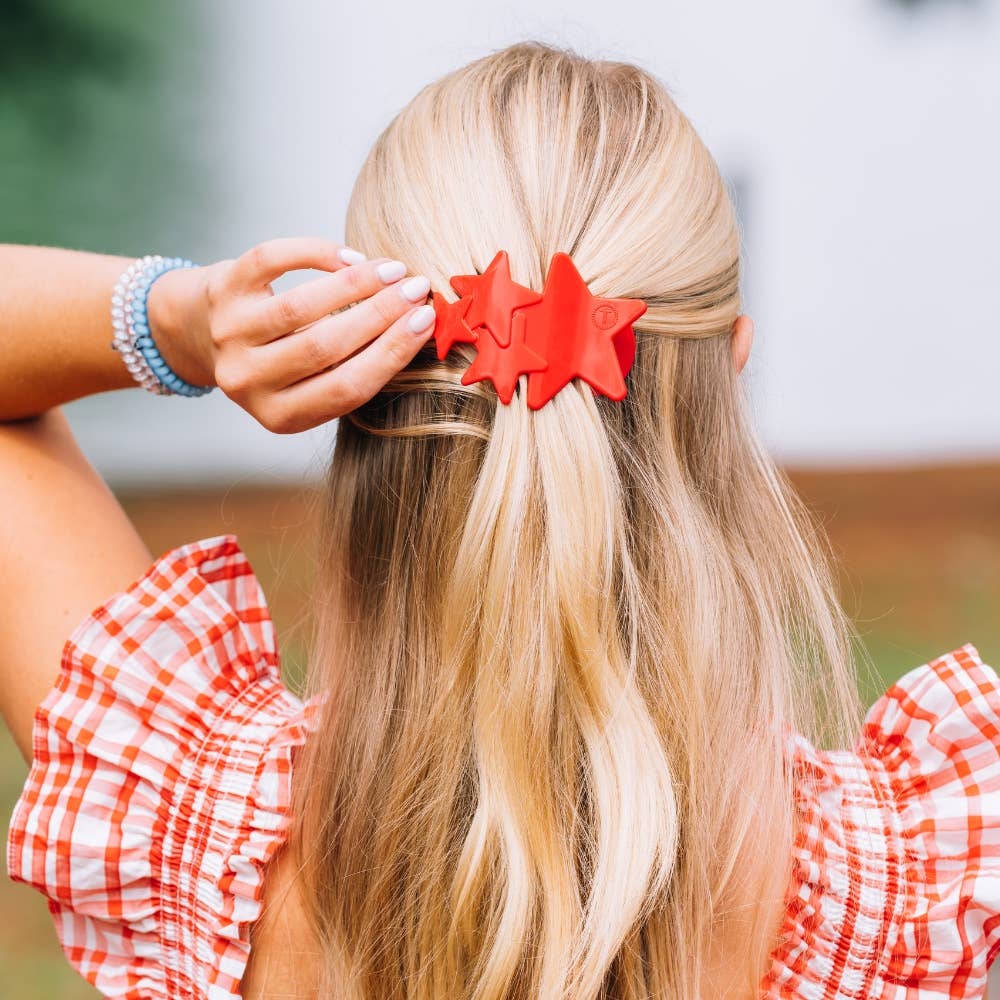 TELETIES - Flat Hair Clip | Medium | Red Shooting Star