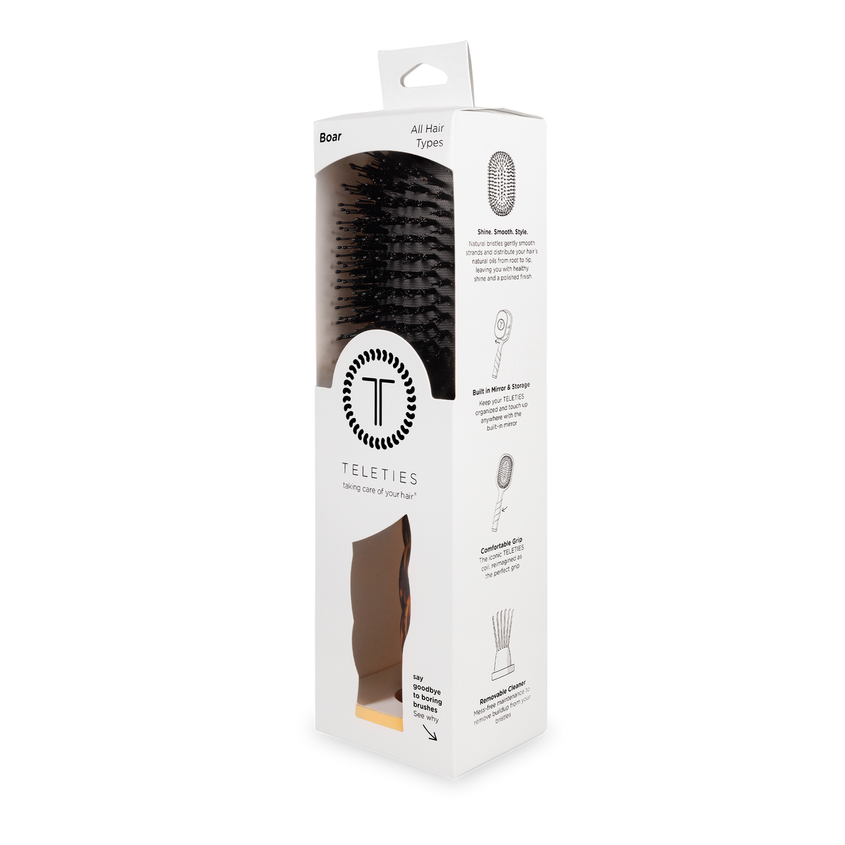 TELETIES - Boar Brush | Full Size | Tortoise