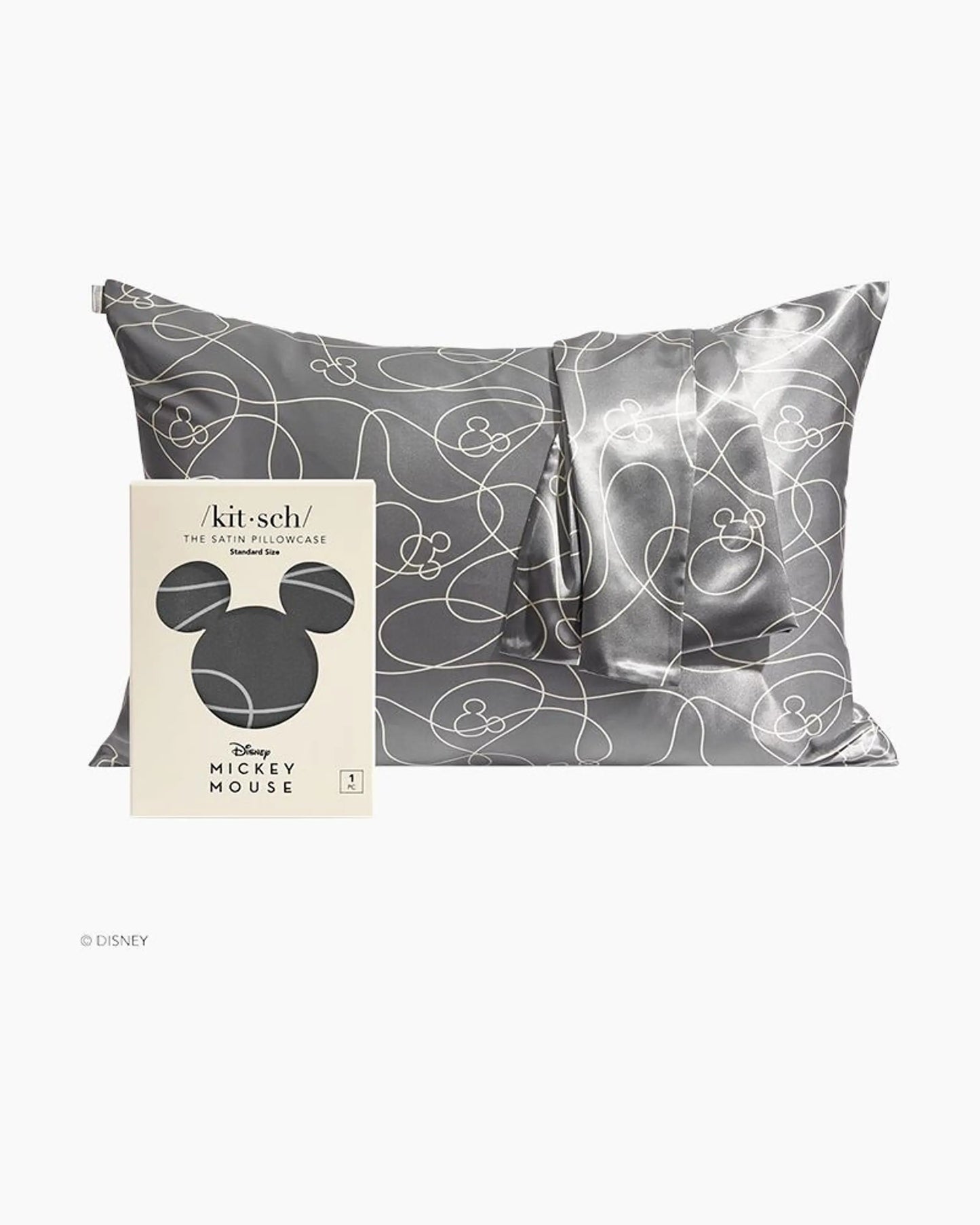 Kitsch Satin Pillowcase-Standard-Mickey Maze Charcoal