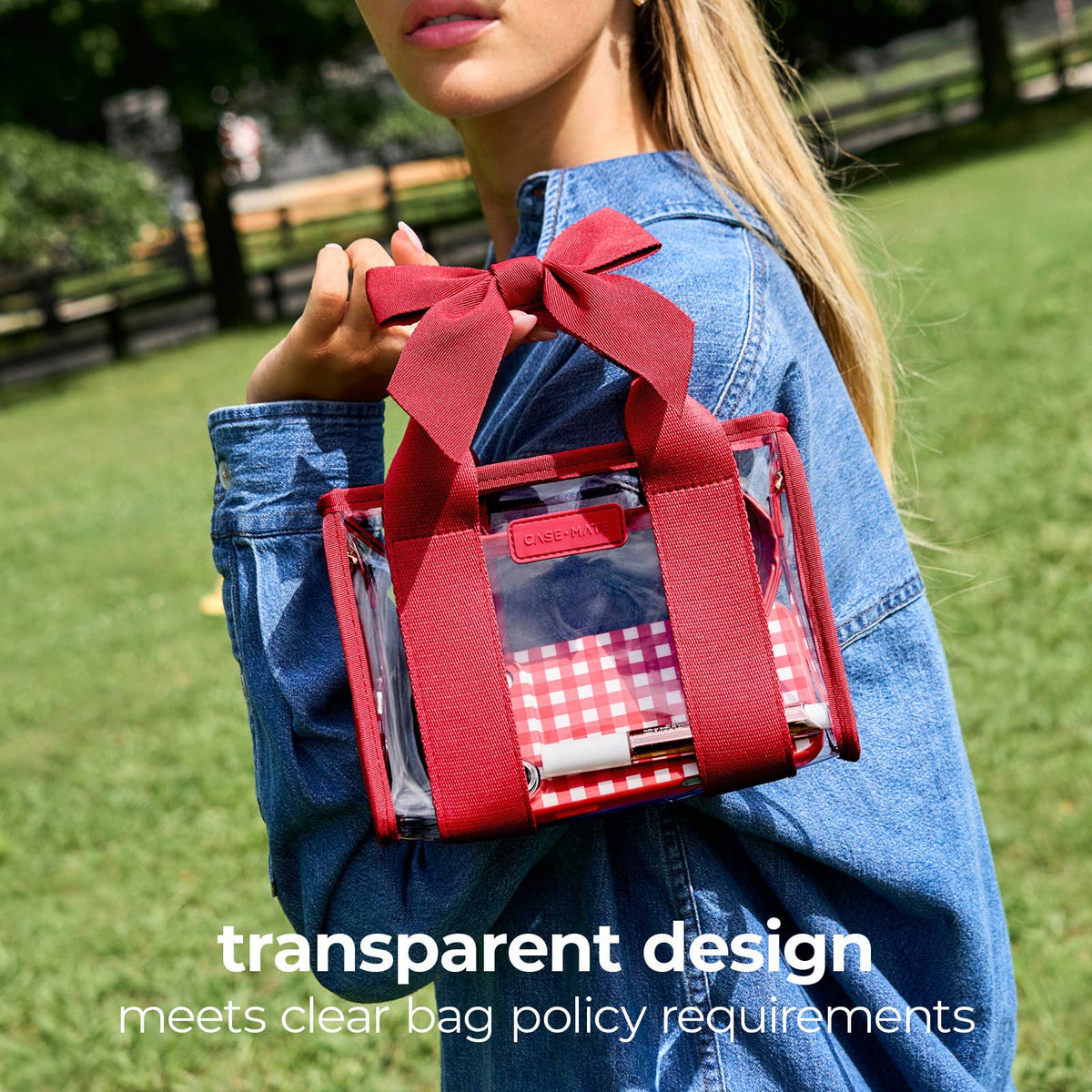 Case-Mate - Case-Mate Clear Stadium Bag: Varsity Red Bow