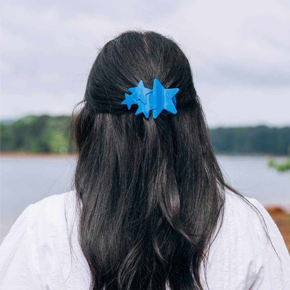 TELETIES - Flat Hair Clip | Medium | Blue Shooting Star