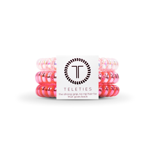 TELETIES - Spiral Hair Coils | Small | Think Pink Hair Ties