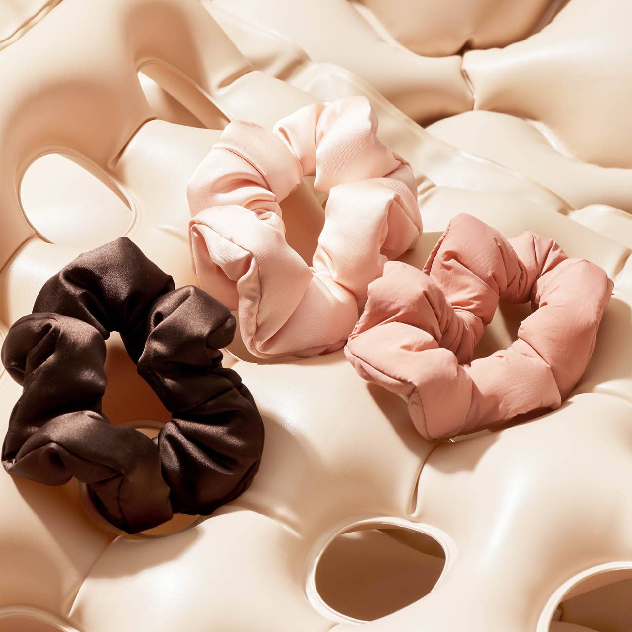 KITSCH - Recycled Fabric Cloud Scrunchies 3pc Set - Rosewood
