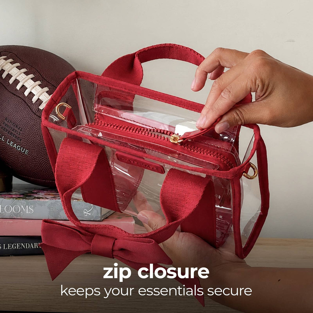 Case-Mate - Case-Mate Clear Stadium Bag: Varsity Red Bow