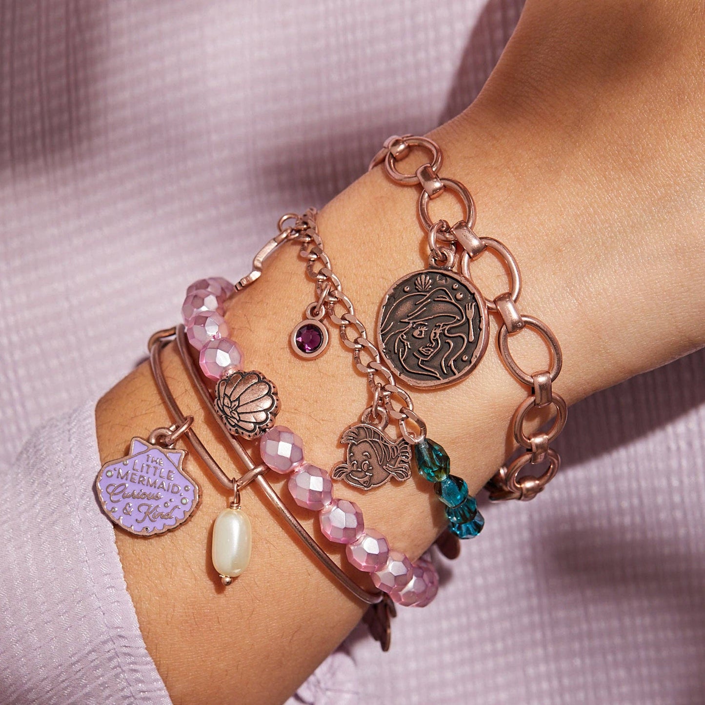 Alex and Ani - Disney® Ariel Pearl Wrap Bracelet: Antiqued Rose Gold