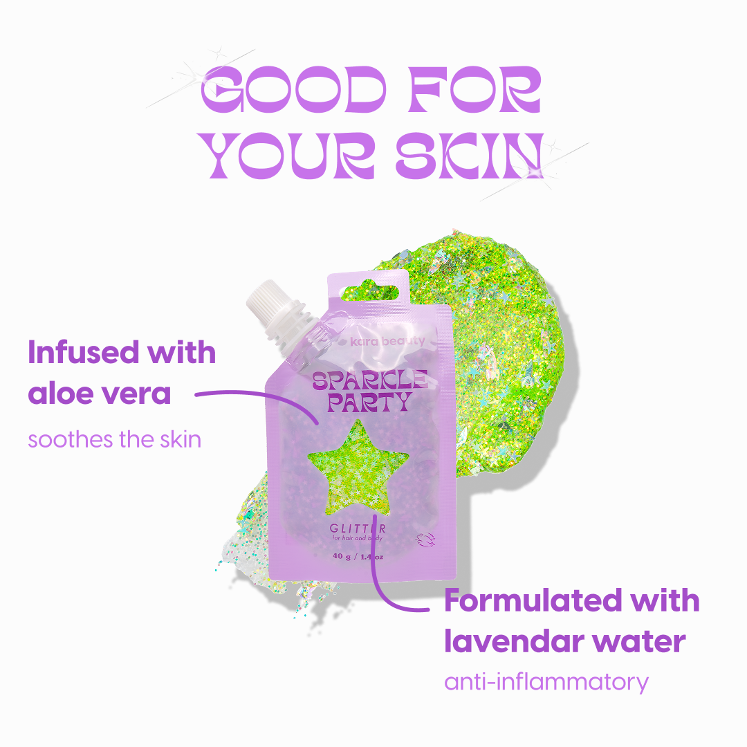 Kara Beauty - SPARKLE PARTY HAIR AND BODY GEL - SINGLE PACKS: Pink Heart V1