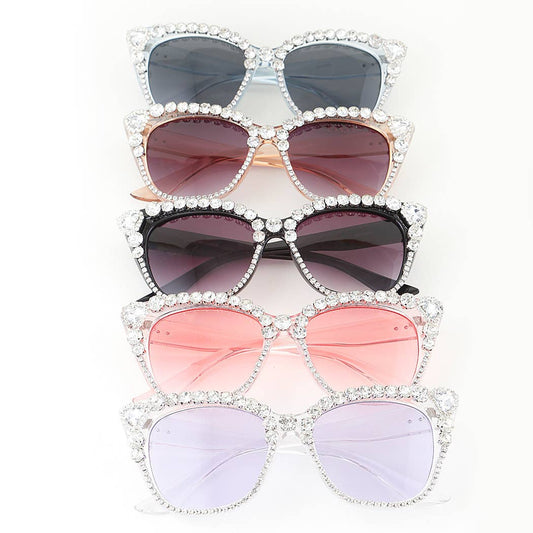 3AM BY H&D ACCESSORIES - Bright Bedazzled Cateye Sunglasses: MIX