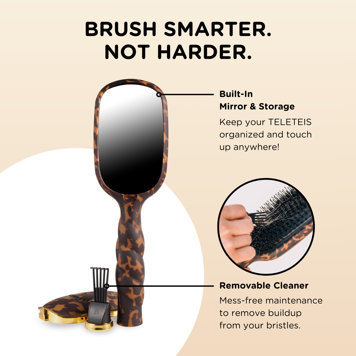 TELETIES - Boar Brush | Full Size | Tortoise