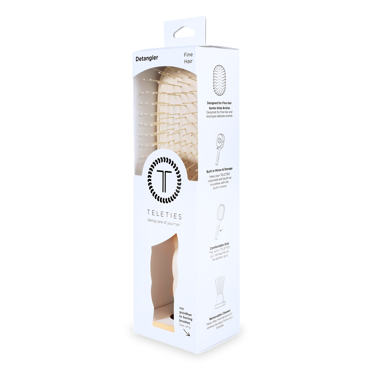 TELETIES - Detangler Hair Brush for Fine Hair - Tan